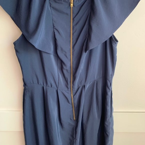 H&M Navy Blue Ruffle Midi Dress - Picture 5 of 5